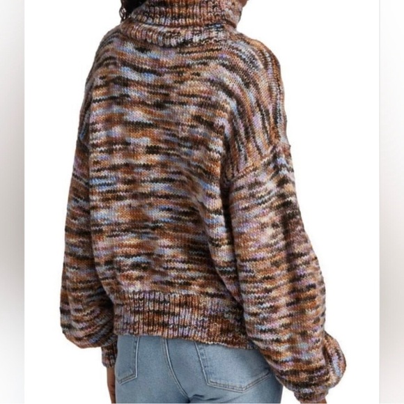 A.L.C. Harper Chunky Space-Dye Marled Merino Wool Turtleneck Sweater size S - Picture 3 of 7